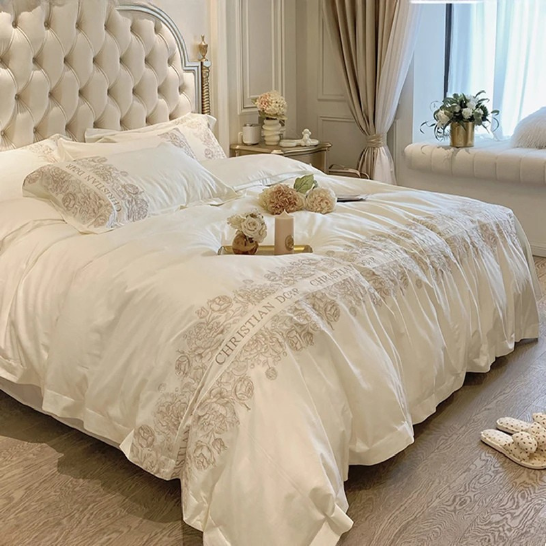 Jogo de Cama Bordado Jacquard C. DlOR 5 Peças