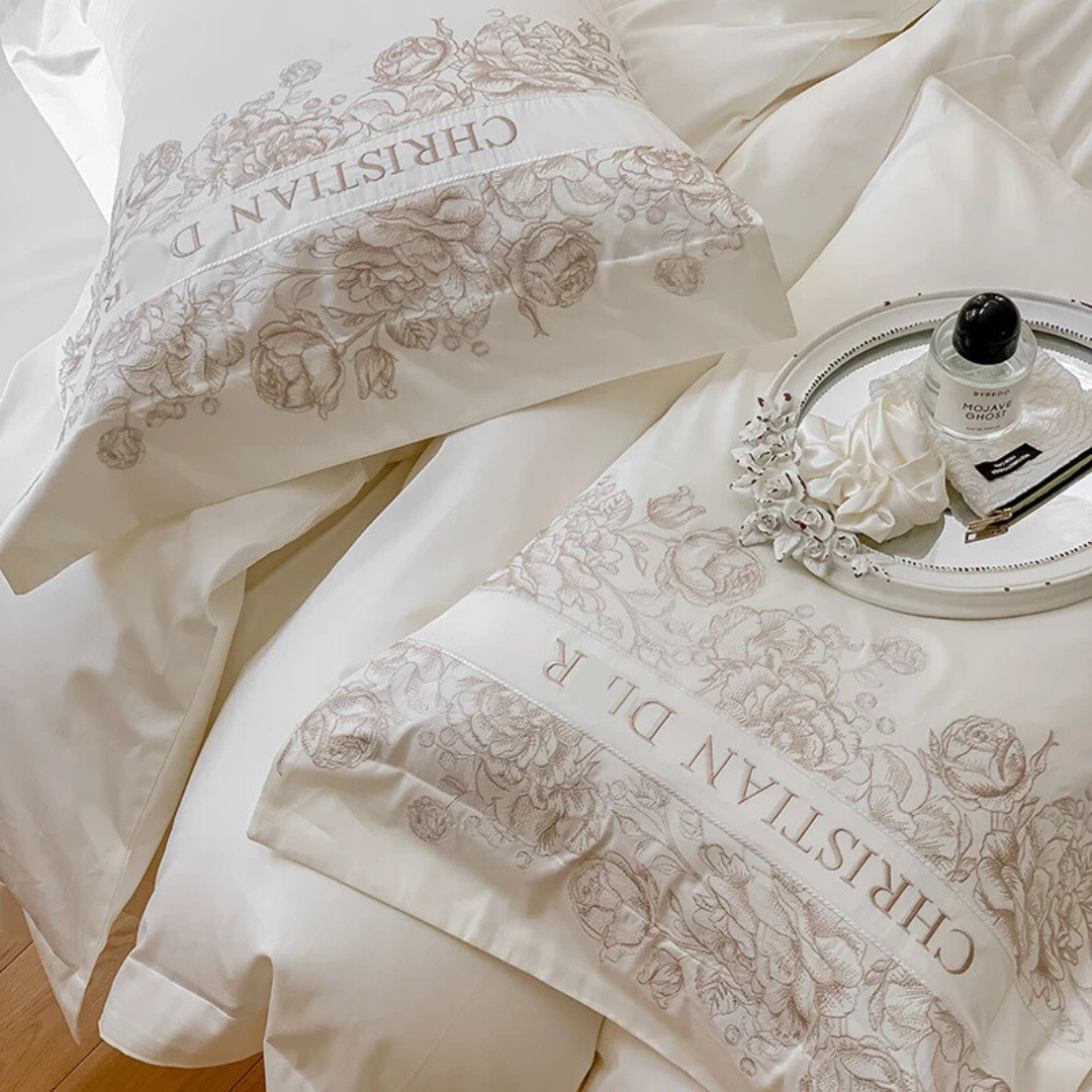 Jogo de Cama Bordado Jacquard C. DlOR 5 Peças