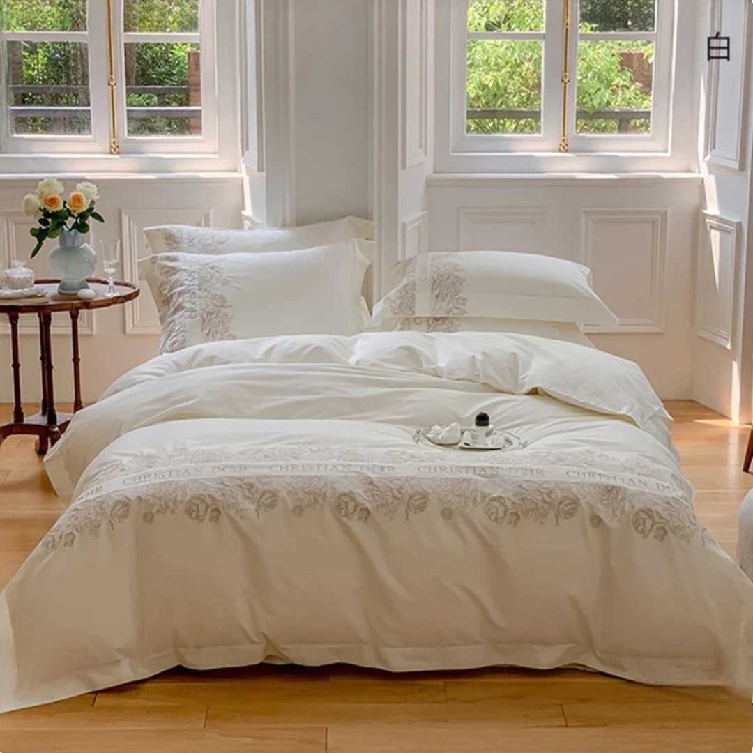 Jogo de Cama Bordado Jacquard C. DlOR 5 Peças